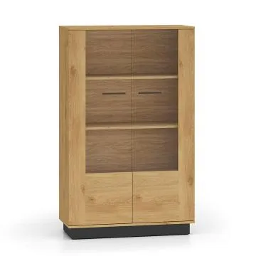 Witryna niska BRONX 2D 92cm dąb/czarna