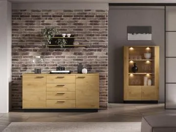 Komoda BRONX 2D4S 170cm dąb/czarna