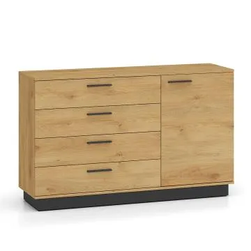 Komoda BRONX 1D4S 138cm dąb/czarna
