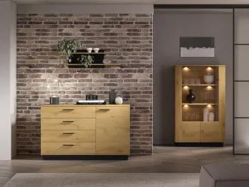 Komoda BRONX 1D4S 138cm dąb/czarna