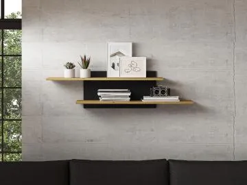 Półka wisząca BRONX 115cm dąb/czarna