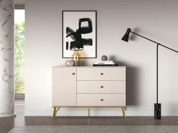Komoda MELLANIE 1D3S 120cm kaszmir/złoty