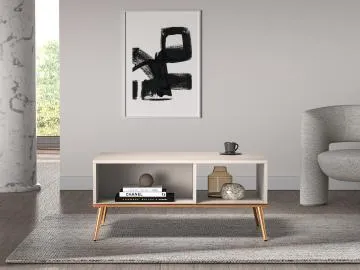 Stolik kawowy MELLANIE 90x60 kaszmir/złoty
