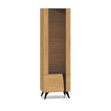 Witryna do salonu HESTIA 1W1D 58cm dąb/czarna lewa