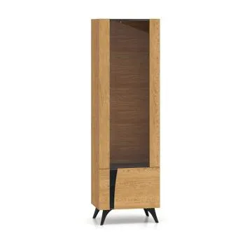 Witryna do salonu HESTIA 1W1D 58cm dąb/czarna prawa