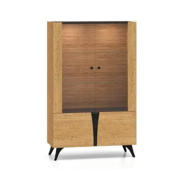 Witryna niska HESTIA 2W2D 95cm dąb/czarna