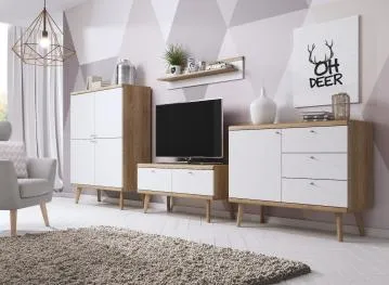 Szafka RTV VIVIERA 107 dąb/biała