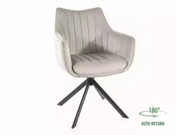 Krzesło tapicerowane AZALIA VELVET jasnoszare obracane