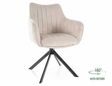 Krzesło tapicerowane AZALIA VELVET jasnobeżowe obracane