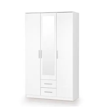 Szafa trzydrzwiowa LIMA S-3 120cm biały połysk z lustrem