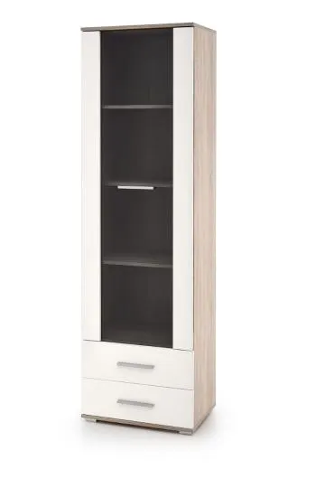 Witryna do salonu LIMA W-1 biała/dąb sonoma