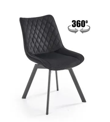 Krzesło tapicerowane K520 VELVET czarne obracane