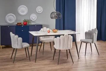 Stół EMILIO 120x80 biały marmur/czarny