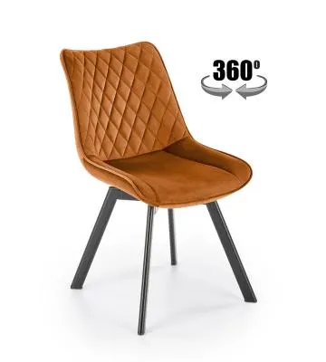 Krzesło tapicerowane K520 VELVET cynamonowe obracane