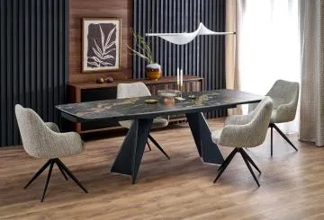 Stół rozkładany ARMANI 165(241)x90 czarny marmur/czarny
