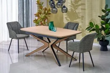 Stół rozkładany JAMES 160(220)x90 dąb naturalny/czarny