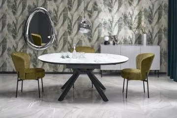 Stół rozkładany VERTIGO 130(180)x130 biały marmur