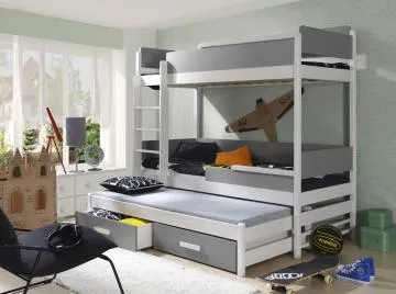 Łóżko piętrowe ZALA 180x80 białe/szare