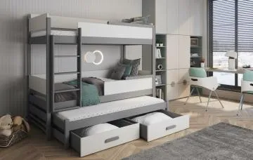 Łóżko piętrowe ZALA 180x80 szare/białe