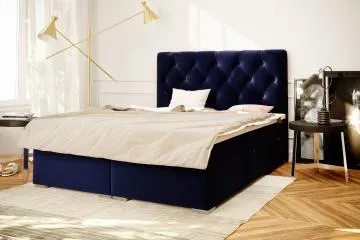 Łóżko kontynentalne INTENSO 160x200 czarne velvet z pojemnikiem