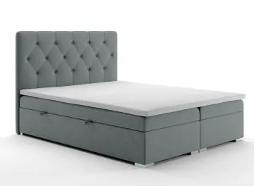Łóżko kontynentalne INTENSO 160x200 szare velvet z pojemnikiem