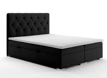 Łóżko kontynentalne INTENSO 160x200 czarne velvet z pojemnikiem