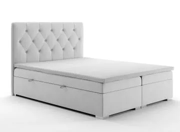 Łóżko kontynentalne INTENSO 160x200 jasno szare velvet z pojemnikiem