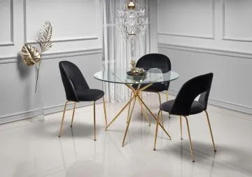 Krzesło tapicerowane K385 VELVET czarne/złote