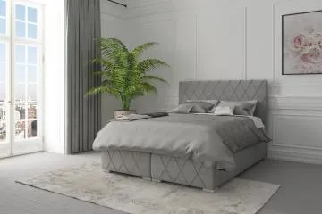 Łóżko kontynentalne AVELA 180x200 bordowe velvet z pojemnikiem