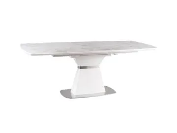 Stół SATURN II CERAMIC 160(210)x90 biały marmur/biały mat rozkładany