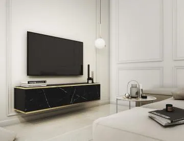 Szafka RTV KARL 135cm wisząca/stojąca czarny marmur