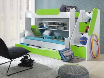 Łóżko wielofunkcyjne REESE 200x120 białe/zielone