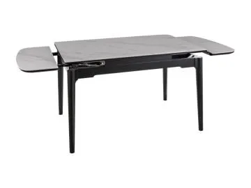 Stół rozkładany SENTO 120(180)x80 cm biały marmur/ czarny