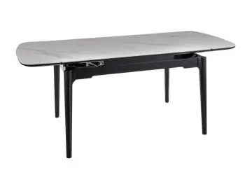 Stół rozkładany SENTO 120(180)x80 cm biały marmur/ czarny