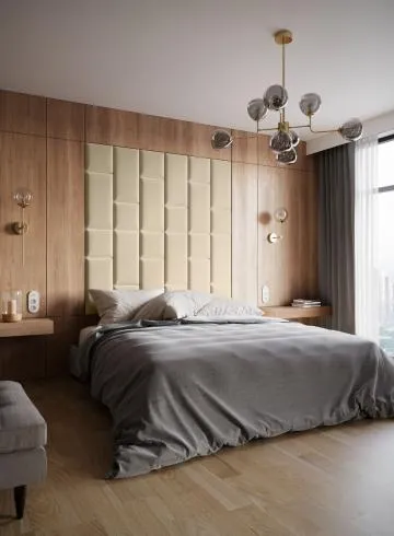 Zestaw 24 paneli tapicerowanych QUADRATTA 180x180 beżowy