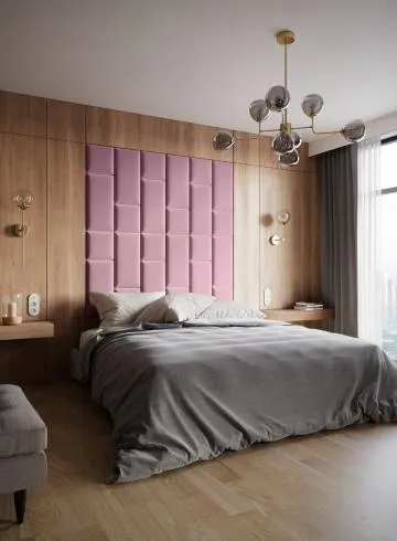Zestaw 24 paneli tapicerowanych QUADRATTA 180x180 różowy