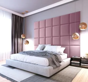 Zestaw 24 paneli tapicerowanych QUADRATTA 240x180 różowy