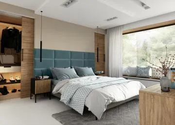 Zestaw 12 paneli tapicerowanych QUADRATTA 240x90 morski