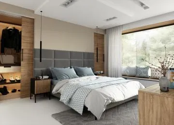 Zestaw 12 paneli tapicerowanych QUADRATTA 240x90 szary