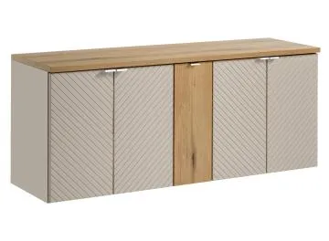 Szafka pod umywalkę nablatową VIVA CASHMERE 2D 60cmx2 kaszmirowy mat - zestaw 140cm z regałem