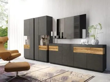 Komoda SILKE 4D2S 219cm matera/dąb wotan