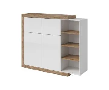 Komoda wysoka SINTRA 2D2KL 150cm dąb samdal/biały połysk