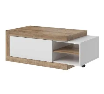 Stolik kawowy SINTRA 60x120(153) dąb samdal/biały połysk rozsuwany