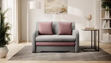 Sofa rozkładana z funkcją spania ARIO jasnoszara/różowa