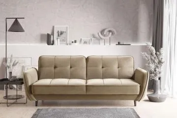 Sofa rozkładana z funkcją spania BELLIS VELVET beżowa