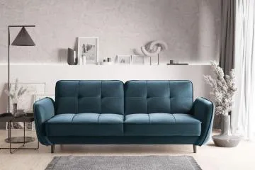 Sofa rozkładana z funkcją spania BELLIS VELVET niebieska