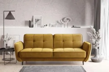 Sofa rozkładana z funkcją spania BELLIS VELVET żółta