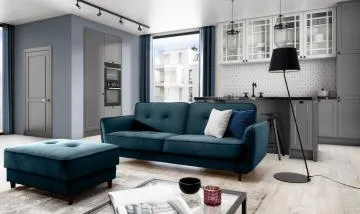 Sofa rozkładana z funkcją spania BELLIS VELVET granatowa