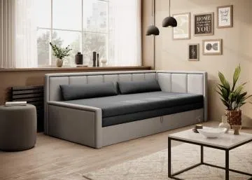 Sofa rozkładana z funkcją spania FULGEO jasna szara/szara prawa