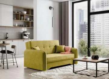 Sofa rozkładana z funkcją spania LAINE żółta